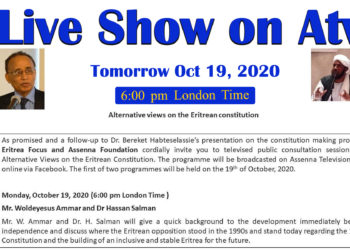 Atv Live Show – Alternative views on the Eritrean constitution – In Coordination with Eritrea Focus